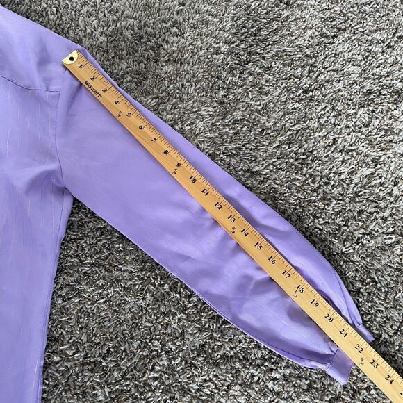 Vintage Blouse Top Size 8 Lavender Purple Long Sleeve Button Minimal Casual 90s - Picture 12 of 14